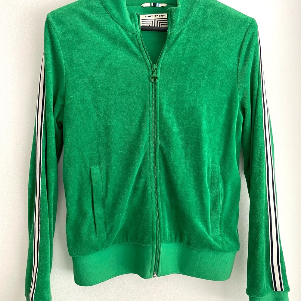 Tory Burch Sport Green Terry Jacket.